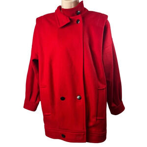 International Scene Vintage Red Wool Double‎ Breasted Coat Size 7/8